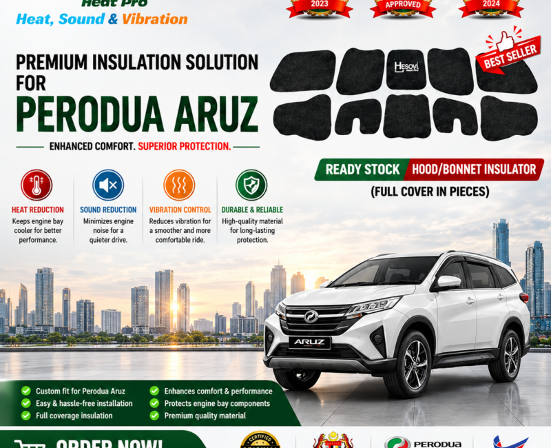 Perodua Aruz - HESOVI Bonnet / Hood Insulator for Soundproof, Heat & Vibration (Pieces)