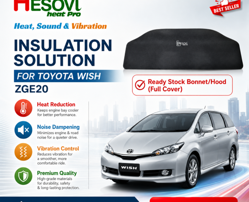Toyota Wish ZGE20 - HESOVI Bonnet / Hood Insulator for Soundproof, Heat & Vibration (Full Cover)