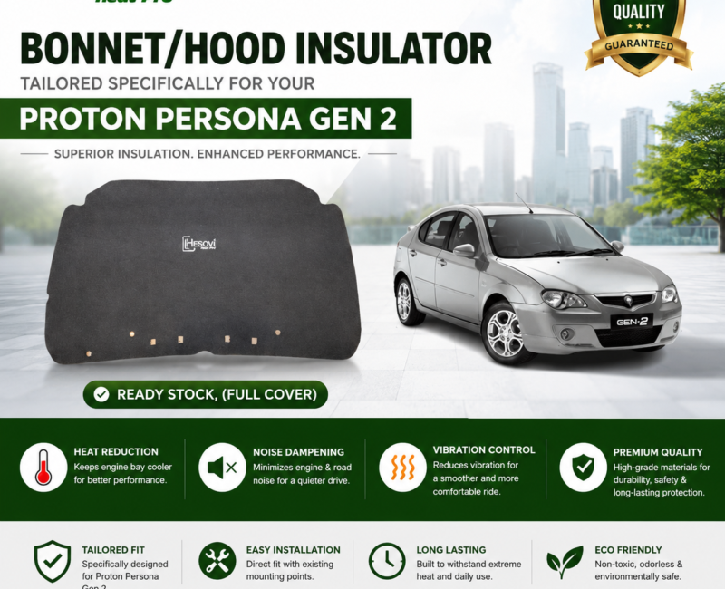 Hesovi Heatpro Car Bonnet/Hood Insulator for PROTON PERSONA CM6/GEN2 Model (Full Cover)