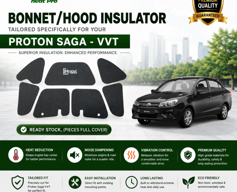 Hesovi Heatpro Car Bonnet/Hood Insulator for PROTON SAGA VVT MC1, MC2 Model (Pieces)