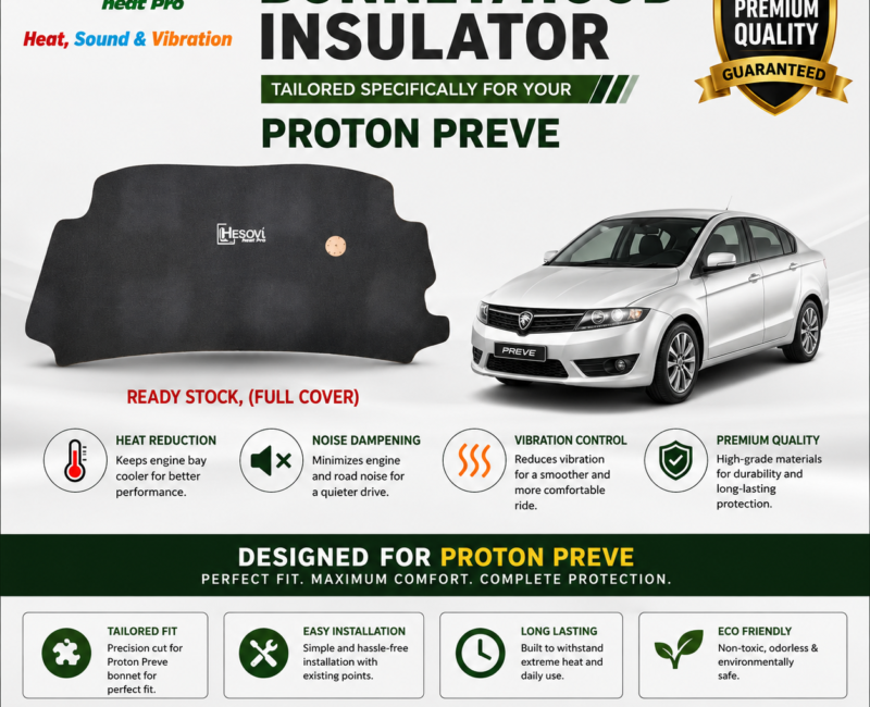Hesovi Heatpro Car Bonnet/Hood Insulator for PROTON PREVE Model (Full Cover)
