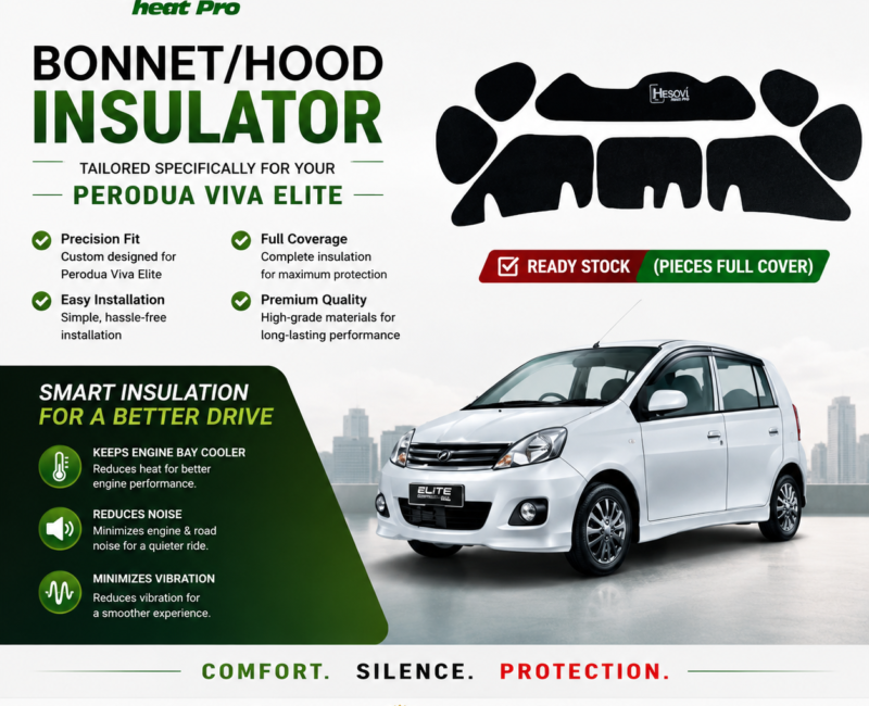 Perodua Viva Elite - HESOVI Bonnet / Hood Insulator for Soundproof, Heat & Vibration (Pieces)