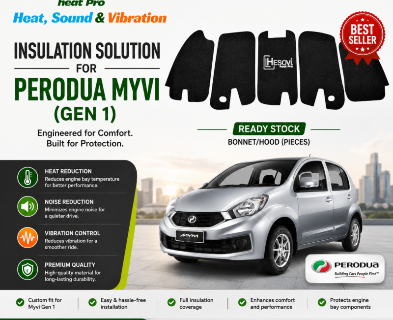 Perodua Myvi Gen 1 Hood Insulator (Pieces) – Reduce Engine Noise, Heat & Vibration