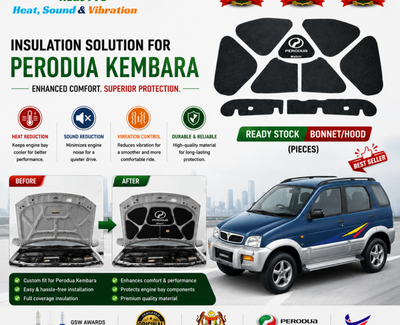 Perodua Kembara - HESOVI Bonnet / Hood Insulator for Soundproof, Heat & Vibration (Pieces)
