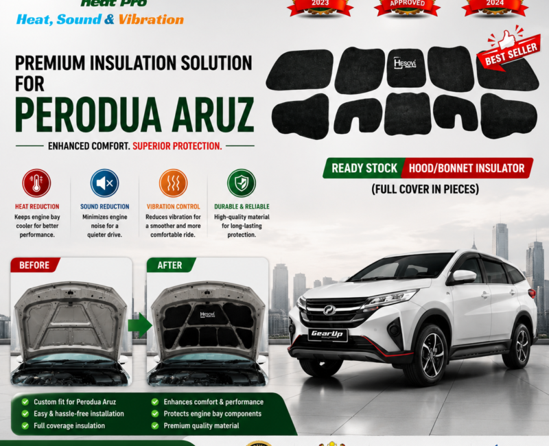 Perodua Aruz - HESOVI Bonnet / Hood Insulator for Soundproof, Heat & Vibration (Pieces)