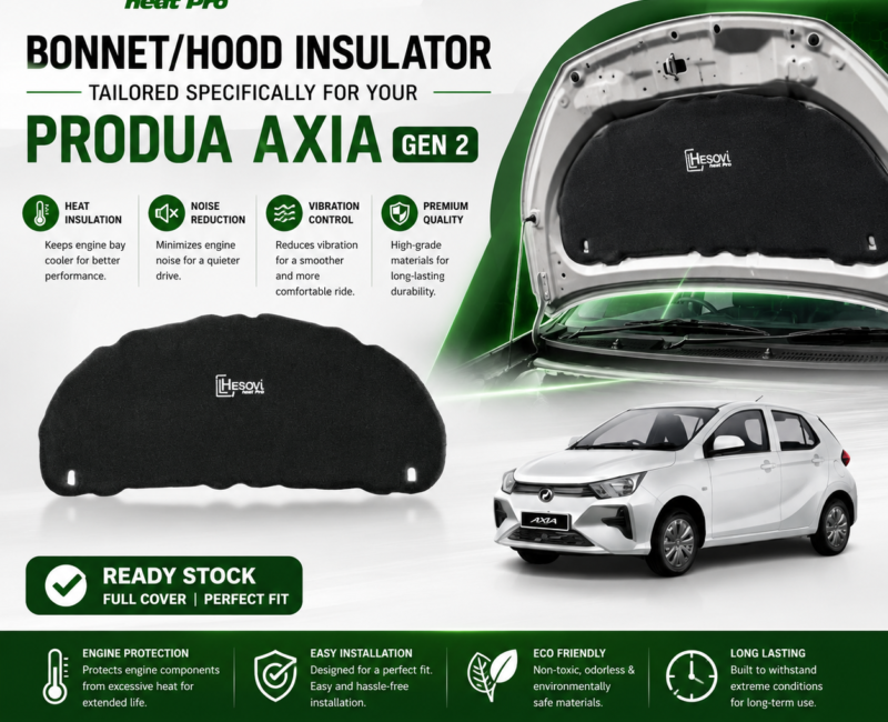 Hesovi Heatpro Full-Cover Car Bonnet/Hood Insulator for PERODUA AXIA GEN 2